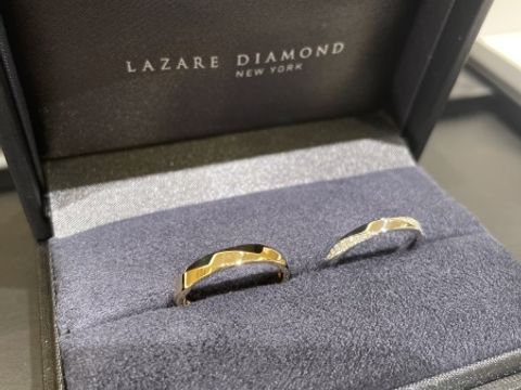 【ラザール ダイヤモンド(LAZARE DIAMOND)の口コミ】 先ずは女性用を選択ひ、男性用も同じシリーズのデザインを選択することで…