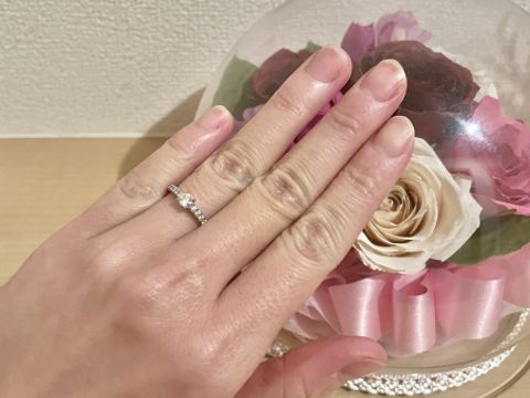 【MIKIMOTO(ミキモト)の口コミ】 当初は一粒ダイヤタイプを検討していましたが、何気なく試着したところ、…
