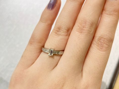 【ORECCHIO(オレッキオ)の口コミ】 サファイアカットのダイヤモンドの婚約指輪がとてもおしゃれです、ダイヤ…