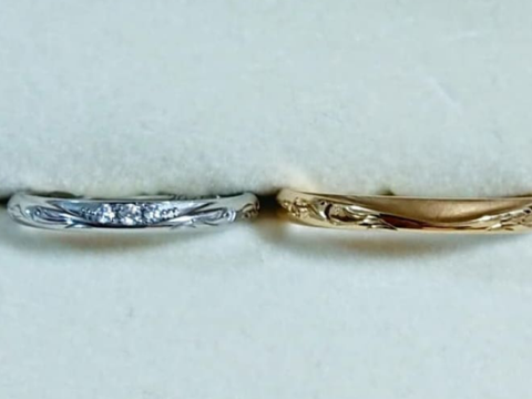 【ケイウノ ブライダル(K.UNO BRIDAL)の口コミ】 仕事中はあまり指輪をつけられない仕事なので少しデザインこあるおしゃれ…