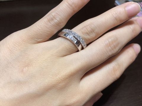【TRECENTI(トレセンテ)の口コミ】 トレセンテは指輪の内側が他店（扇型）と違い、内甲丸（楕円型）のなかで…