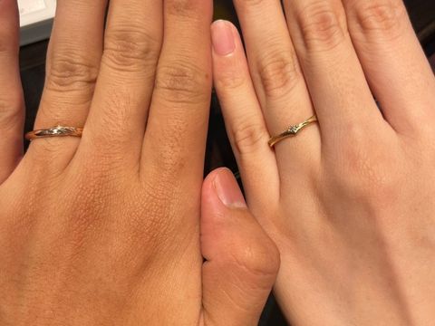 【ケイウノ ブライダル(K.UNO BRIDAL)の口コミ】 美女と野獣がモチーフのリングです。男性のリングには野獣の毛並みがデザ…