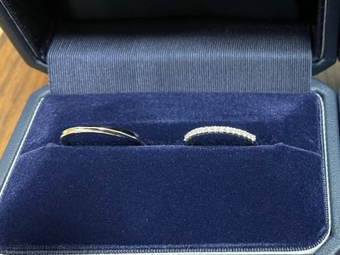 【銀座ダイヤモンドシライシの口コミ】 上から見て、ダイヤがびっしり付いているハーフエタニティを選びました。…