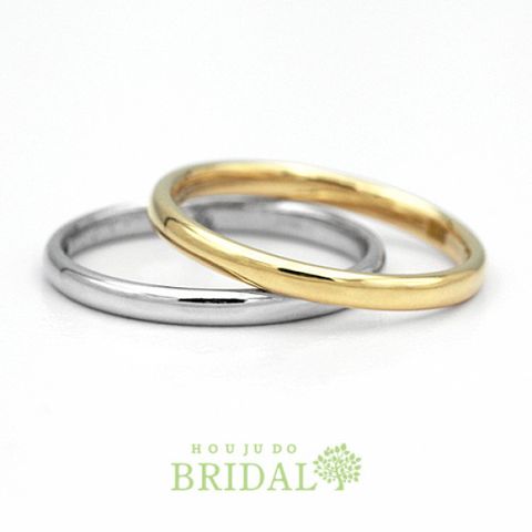 【宝寿堂(ほうじゅどう)】【宝寿堂】プラチナ＆ゴールドの丸みのあるシンプルリング《KM20/KMK20》