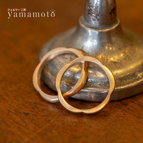 【ジュエリー工房 YAMAMOTO】【花びらのカタチをイメージして作成、5petals（5プランツ）】リングを外した時、可愛いシルエットが嬉しい。1日を終えて指輪を外した時に癒される。