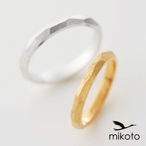 【鶴(mikoto)】【18MA-008】おしゃれな多面デザインのマットな結婚指輪