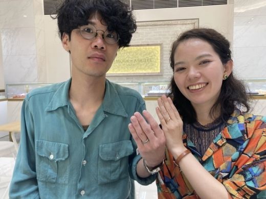 京都府宇治市｜FISCHERにしかないお色味を気に入ってくださり、品質がいい点も含めご結婚指輪にお選びいただきました