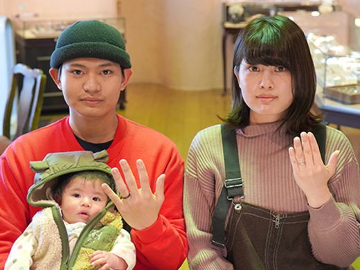 初めて来た時に見させて頂いた和彫りの指輪がとても美しく見えこれにしようと決めました。