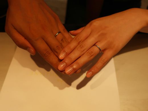 挙式に向けての指輪交換もバッチリでした！