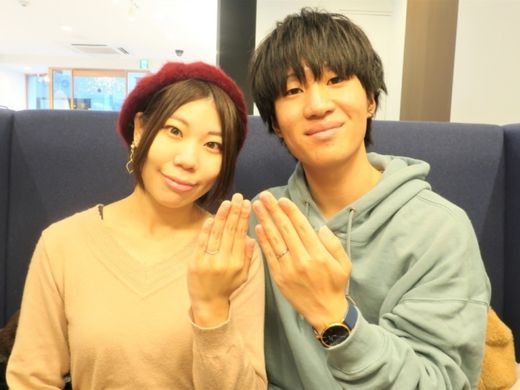 婚約指輪と結婚指輪の重ね付けがカワイイ、メンズデザインも気に入りました