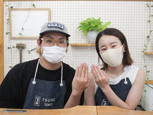 ホワイトゴールドで手作り結婚指輪