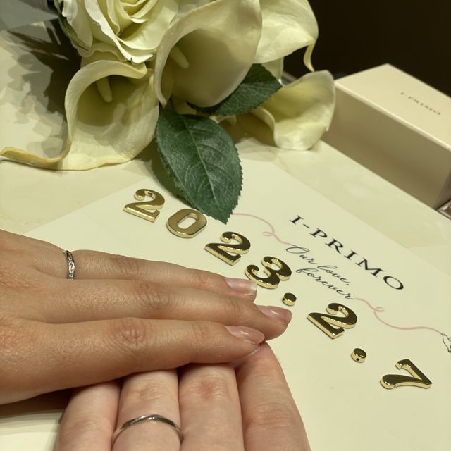 【アイプリモ(I-PRIMO)の口コミ】 店頭で診断を行った結果、お互いウェーブの指輪が合うと診断が出たのでウ…