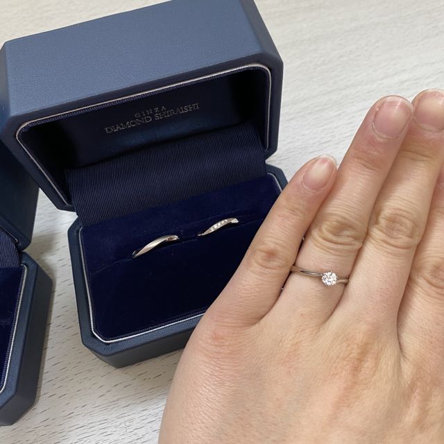 【銀座ダイヤモンドシライシの口コミ】 結婚指輪は日常でつけたかったので、あまり派手なものよりシンプルな物を…