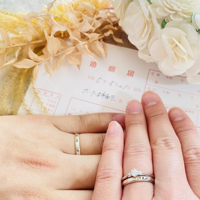 【ケイウノ ブライダル(K.UNO BRIDAL)の口コミ】 結婚指輪はセミオーダー、婚約指輪はフルオーダーで作りました。結婚指輪…
