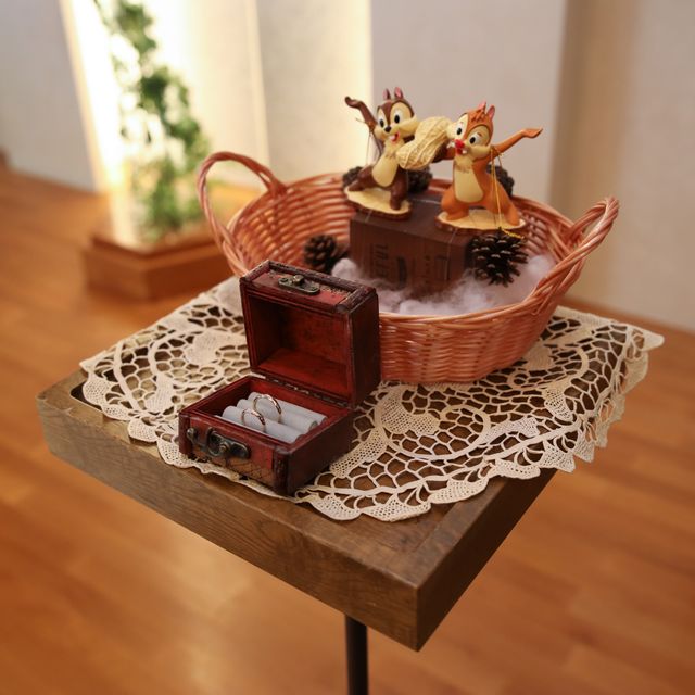 【ケイウノ ブライダル(K.UNO BRIDAL)の口コミ】 指輪のデザインがディズニーで、モデルのキャラクターがチップとデールだ…