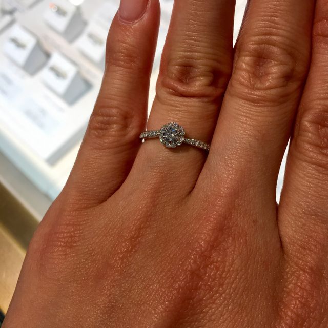 【Ponte Vecchio(ポンテヴェキオ)の口コミ】 ハーフエタニティです。細身の指輪な上、石の周りにさらに小さい石がお花…