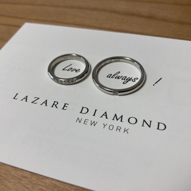 【ラザール ダイヤモンド(LAZARE DIAMOND)の口コミ】 何より自分たちが納得できるデザインかどうか。そして、着け心地、価格、…