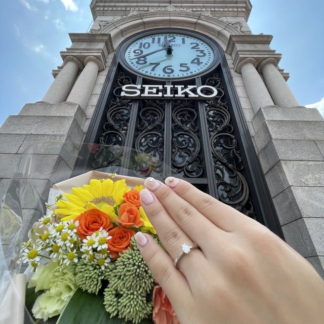 【和光ブライダルブティックギンザの口コミ】 指輪はアショカカットに決めました。ダイヤの形やカラットを様々見させて…