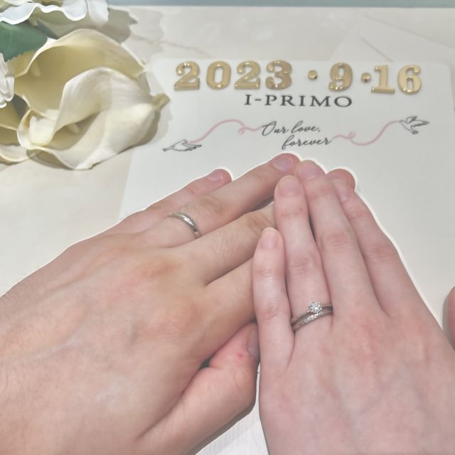 【アイプリモ(I-PRIMO)の口コミ】 指輪のデザインが一番の決め手になりました。男性側の結婚指輪もデザイン…