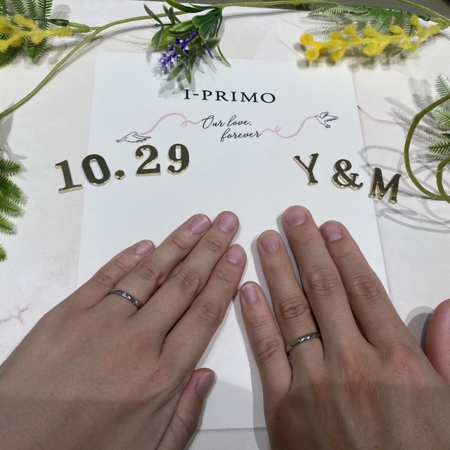 【アイプリモ(I-PRIMO)の口コミ】 シンプルで王道のデザインが2人とも希望だったので、希望の形をいくつか試…