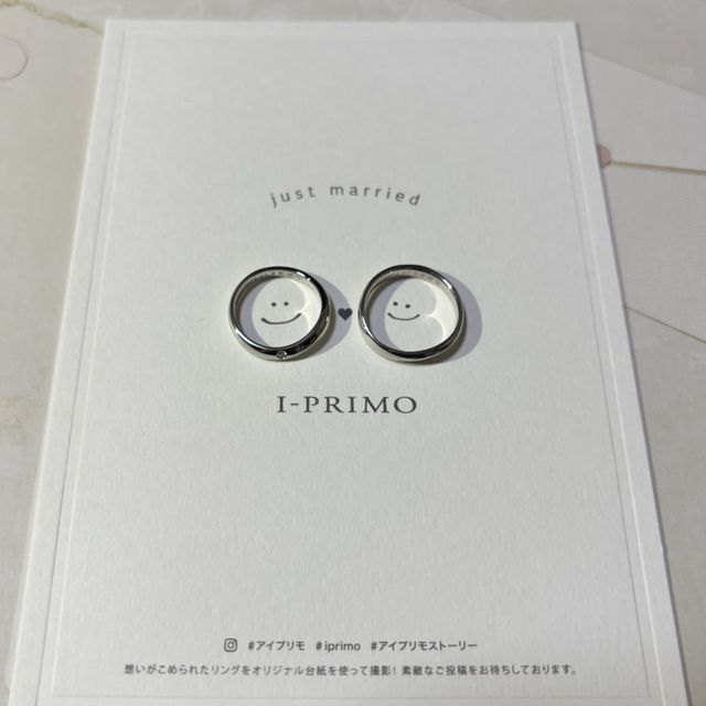 【アイプリモ(I-PRIMO)の口コミ】 自分たちの手に合う太さのデザインなのと個人的に1石ダイヤで探していたの…