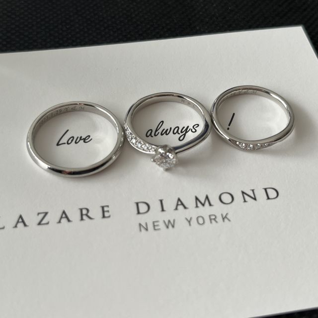【ラザール ダイヤモンド(LAZARE DIAMOND)の口コミ】 結婚指輪は普段つけるものなのであまりダイヤがゴテゴテしてなくて嫌味じ…