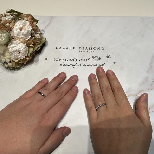 【ラザール ダイヤモンド(LAZARE DIAMOND)の口コミ】 婚約指輪の憧れが無く、結婚指輪との重ね付けのイメージが出来ない中アプ…