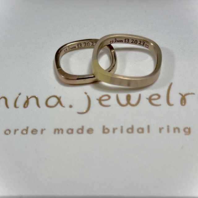【mina.jewelry(ミナジュエリー)の口コミ】 地金がほんの一部分違うのが凄く可愛くて、マルシカクの形も他の人とはな…