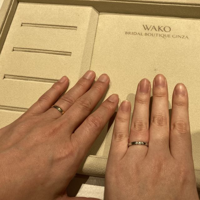 【和光ブライダルブティックギンザの口コミ】 シンプルですが、着用した時にしっくりきていいなと思いました。ダイヤ3石…