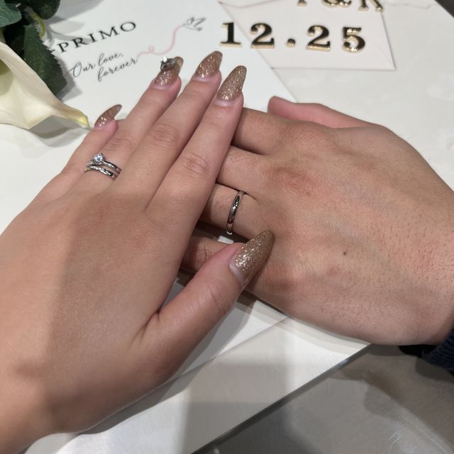 【アイプリモ(I-PRIMO)の口コミ】 婚約指輪は、ド派手で大きなダイヤを選んで頂き、結婚指輪は、仕事中でも…