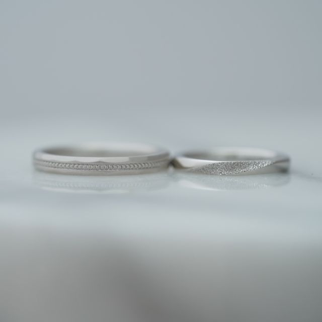 【THREE TREES(スリーツリーズ)の口コミ】 お互いの好きなデザインを尊重し、あえてお揃いのデザインにはしませんで…