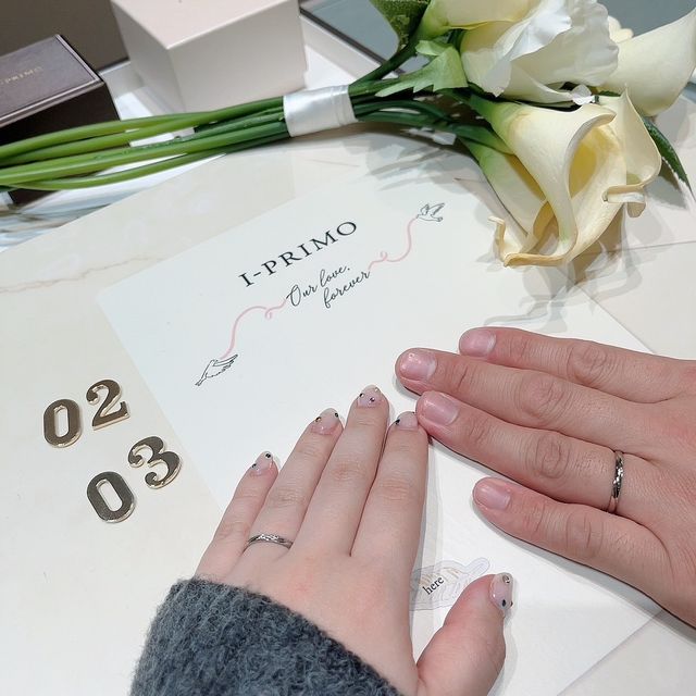 【アイプリモ(I-PRIMO)の口コミ】 指輪は初めてなので妻の好みにあわせました。普段どこでもつけれる、服装…