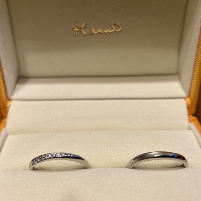 【ケイウノ ブライダル(K.UNO BRIDAL)の口コミ】 着け心地がよかったです。ダイヤモンドも表面に流れるようについててシン…