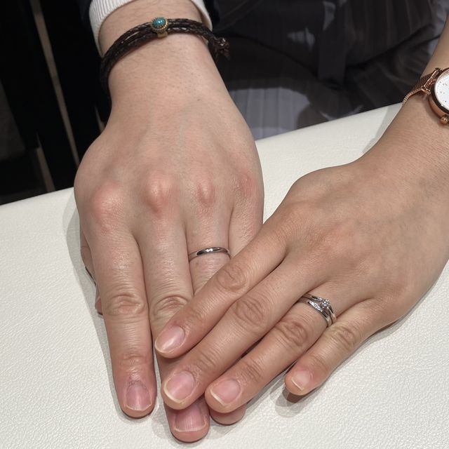 【アイプリモ(I-PRIMO)の口コミ】 ペアリングで購入しました。
重ね付けがとても綺麗で、男性指輪も鋳造作成…