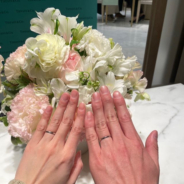【ティファニー(Tiffany & Co.)の口コミ】 婚約指輪よりも毎日一生つける結婚指輪はいいものにしようと思い、思い出…