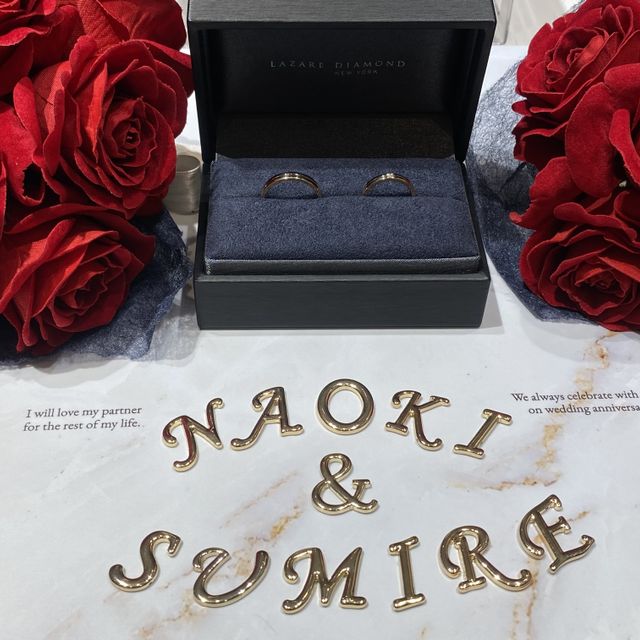 【ラザール ダイヤモンド(LAZARE DIAMOND)の口コミ】 元々結婚指輪は彼がプラチナ、私がゴールドを着用したくて、お互いの好み…