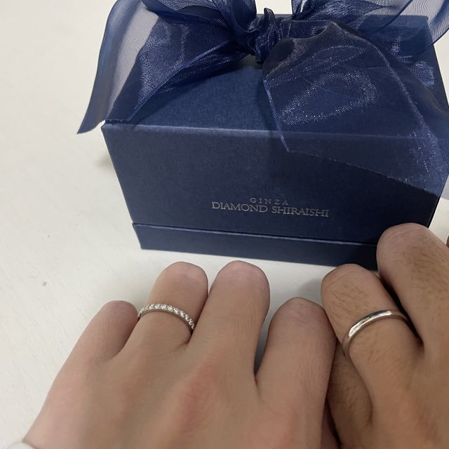 【銀座ダイヤモンドシライシの口コミ】 違う店の指輪をいろいろ試着しましたがなかなかしっくりこなかったので正…