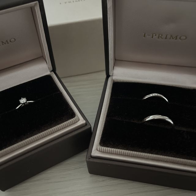 【アイプリモ(I-PRIMO)の口コミ】 結婚指輪と婚約指輪をセットでつけて合うもの、を前提として探していて、…