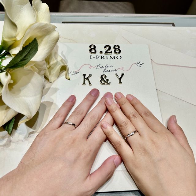 【アイプリモ(I-PRIMO)の口コミ】 5店舗ほど見て回りました。特徴的で自分の指にも合うデザインを選びました…