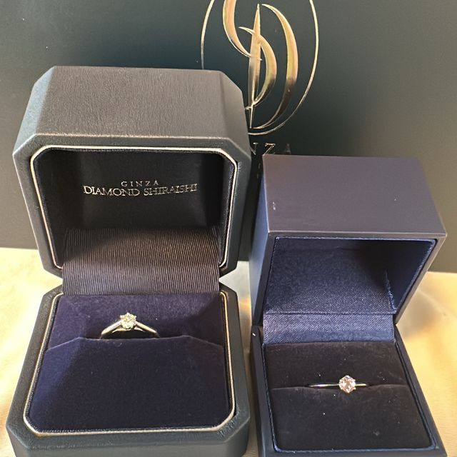 【銀座ダイヤモンドシライシの口コミ】 シンプルかつ、結婚指輪の購入を考えているため重ねてつけても違和感がな…