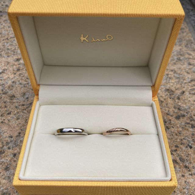 【ケイウノ ブライダル(K.UNO BRIDAL)の口コミ】 オーダーメイドだったので、店頭にある既製品の指輪をもとにこんな感じが…