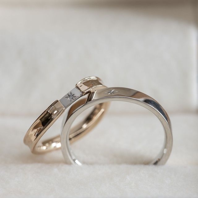 【Cayof(カヨフ)の口コミ】 夫は力仕事のため石も付けずに極力シンプルに、私は自分の中の抽象的なイ…