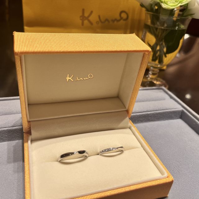 【ケイウノ ブライダル(K.UNO BRIDAL)の口コミ】 華奢なものが好きならとてもいいと思います。内側に刻印入れましたが、イ…