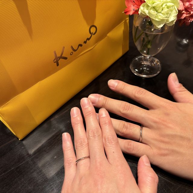 【ケイウノ ブライダル(K.UNO BRIDAL)の口コミ】 内側の刻印にこだわった。指が綺麗に見える。ダイヤが一番綺麗に見える。…