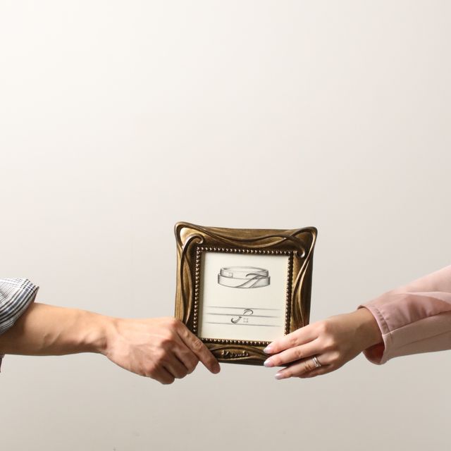 【ケイウノ ブライダル(K.UNO BRIDAL)の口コミ】 フルオーダーで、お互いの指輪を重ねるとお互いのイニシャルが浮かぶよう…