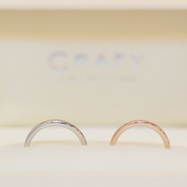 【CRAFY(クラフィ)の口コミ】 夫はプラチナ、私はピンクゴールドの素材で指輪を作りました。素材は違っ…