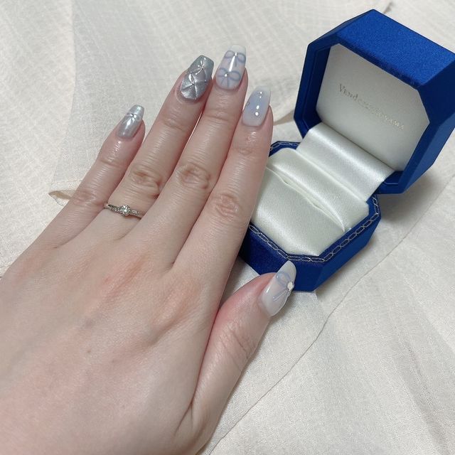 【ヴァンドーム青山(VENDOME AOYAMA)の口コミ】 とにかくデザインが可愛いです！ヴァンドーム青山の結婚指輪と実際に重ね…