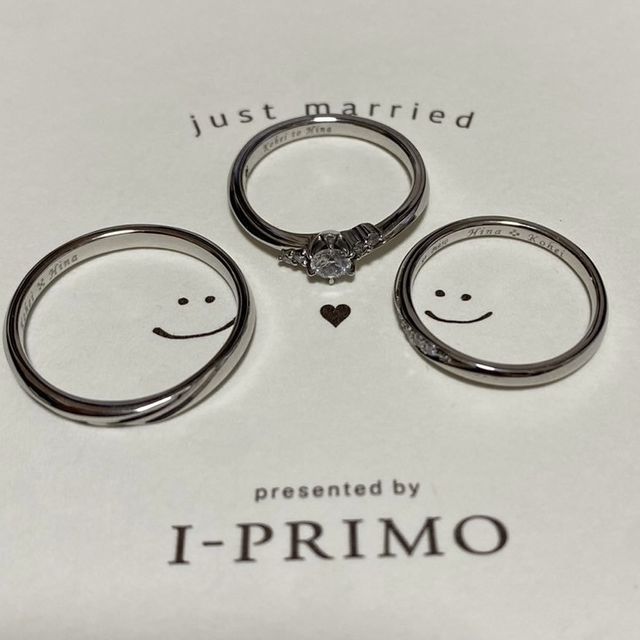 【アイプリモ(I-PRIMO)の口コミ】 リングの太さが細すぎず、太すぎずちょうどいいと言ってもらえた。
ダイヤ…