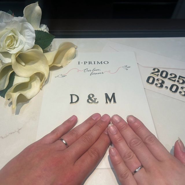 【アイプリモ(I-PRIMO)の口コミ】 指輪のデザインはシンプルながら少しアレンジを加えたく、私の物はマット…