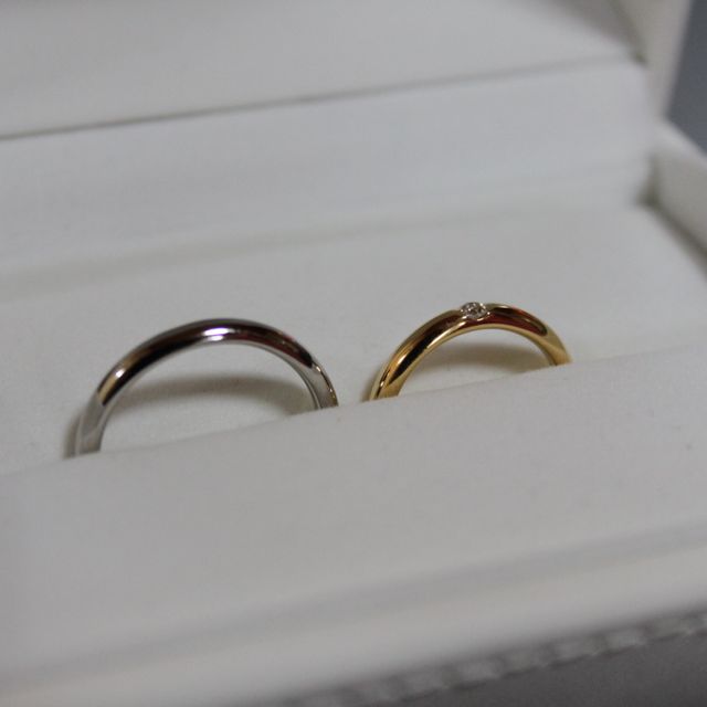 【ギンザタナカブライダル(GINZA TANAKA BRIDAL)の口コミ】 イエローゴールドにダイヤモンドが付いているシンプルな結婚指輪を探して…
